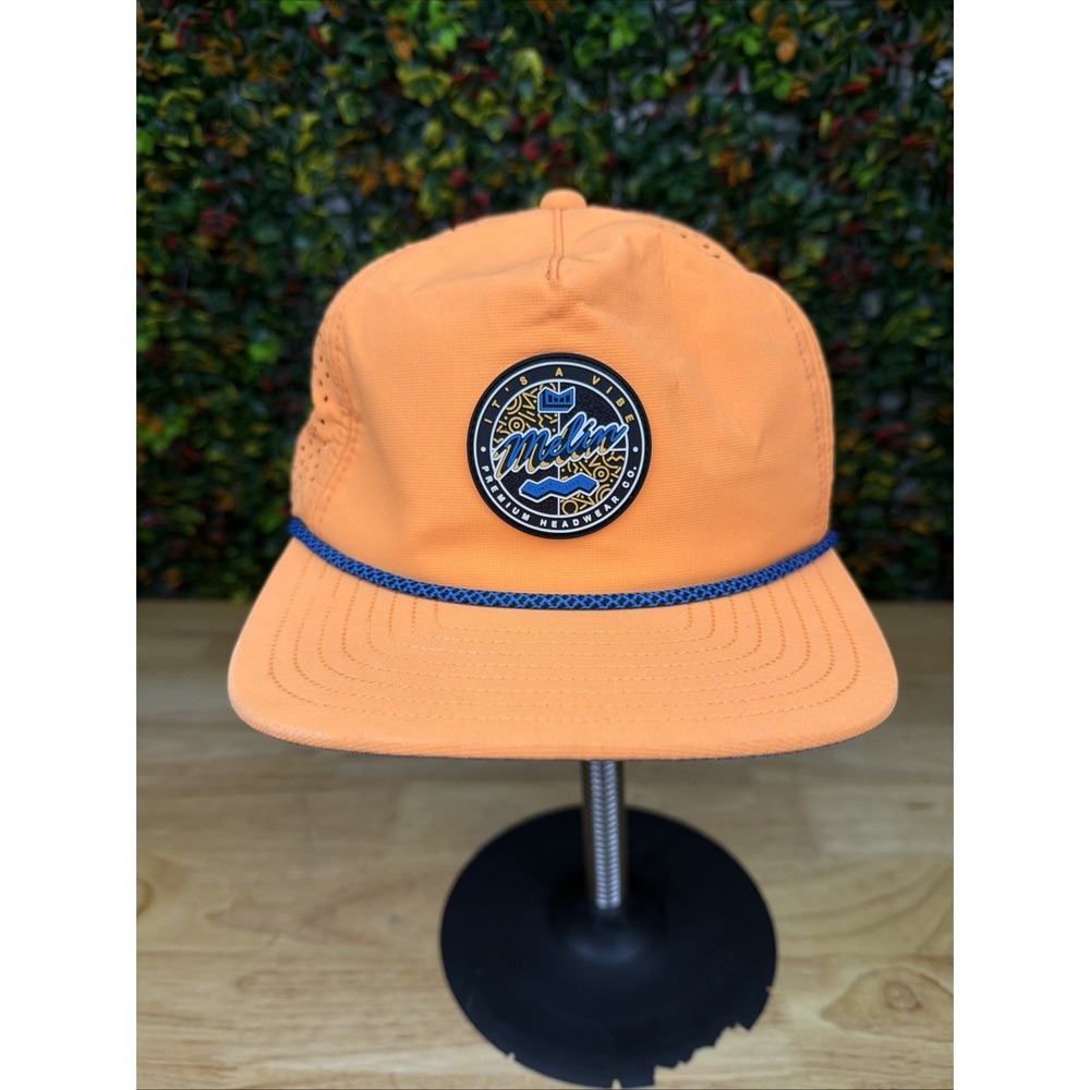 Melin Coronado Hydro Brick Snapback Hat Cap Orange‎ Neon It's A Vibe SZ 58 CM
